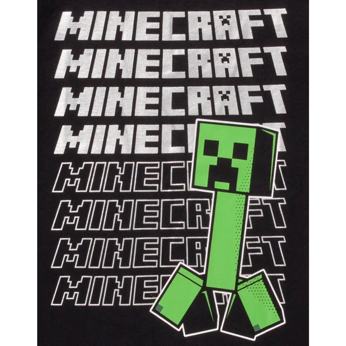 Детская футболка с принтом Creeper & logo Minecraft, Черный — фото 4