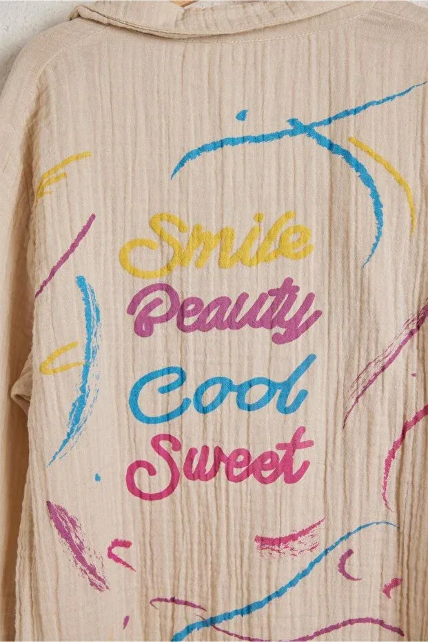 Детская рубашка для мальчиков льняная Smile kids linen shirt Katia&Bony, Beige — фото 4