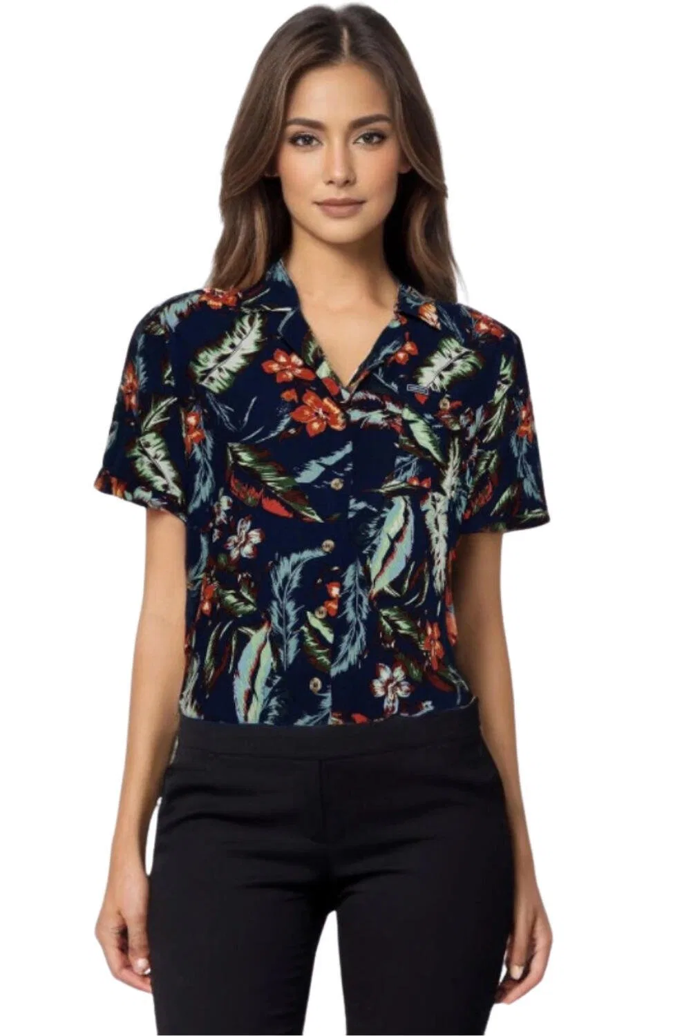 Женская рубашка с цветочным принтом Vintage Resort Superdry, Dark Blue — фото 4