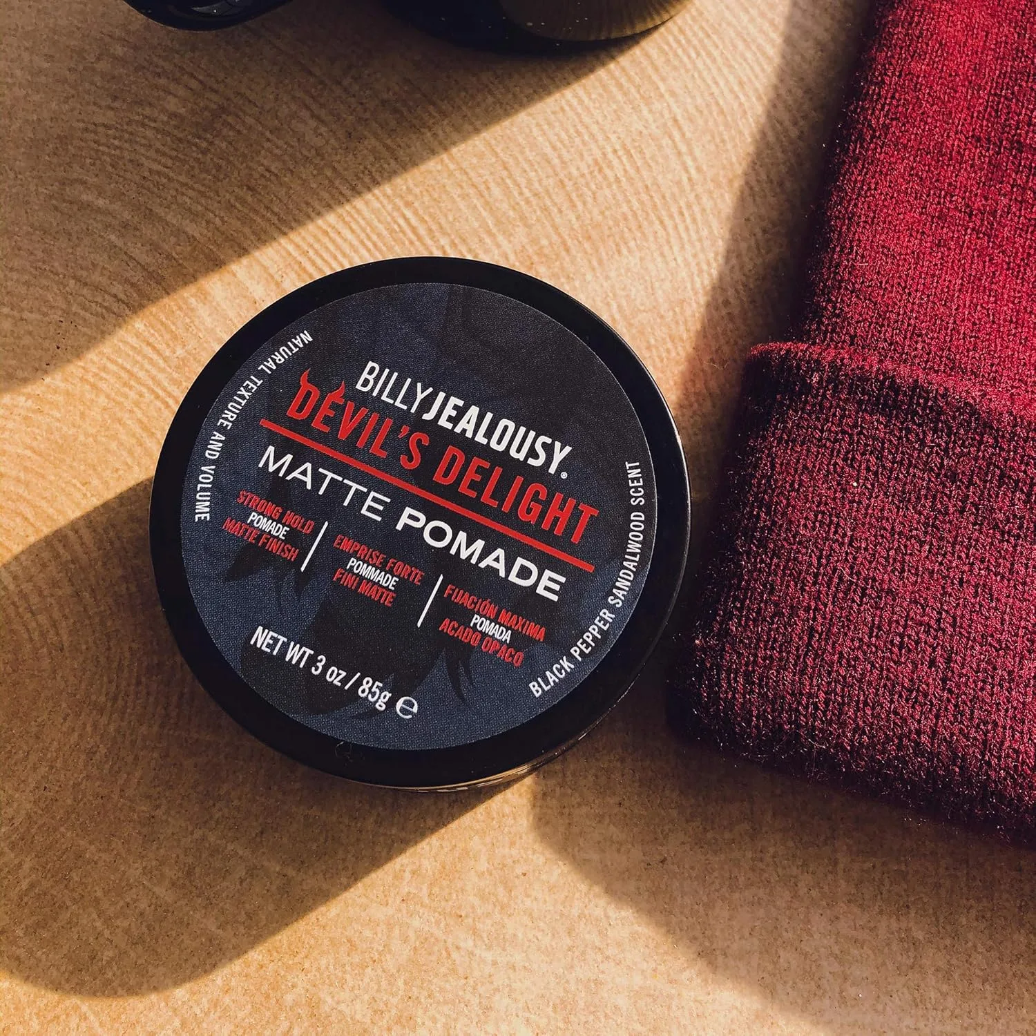 Billy Jealousy Devil's Delight Matte Pomade для мужчин: объем и текстура, сильная фиксация, водная основа, аромат черного перца и сандала, 85 г, black — фото 4
