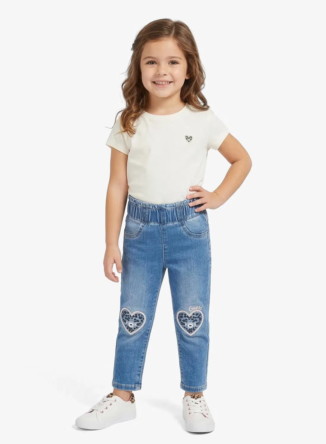 Джинсы детские с сердечками Guess, розовый
