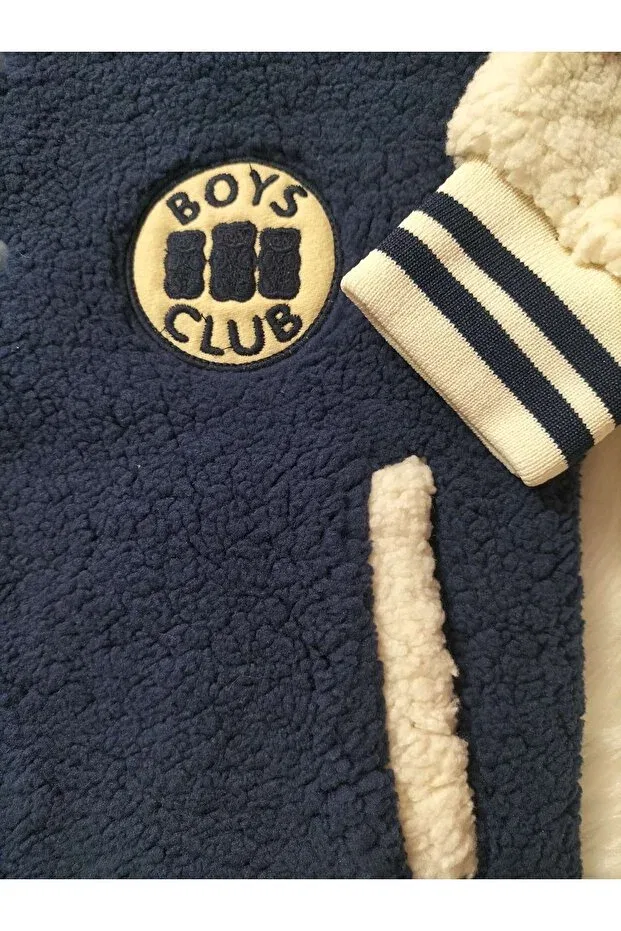 Детское зимнее пальто для девочек с принтом Haribo Bear Plush Backed College Jacket Mayakids, Navy Blue — фото 3