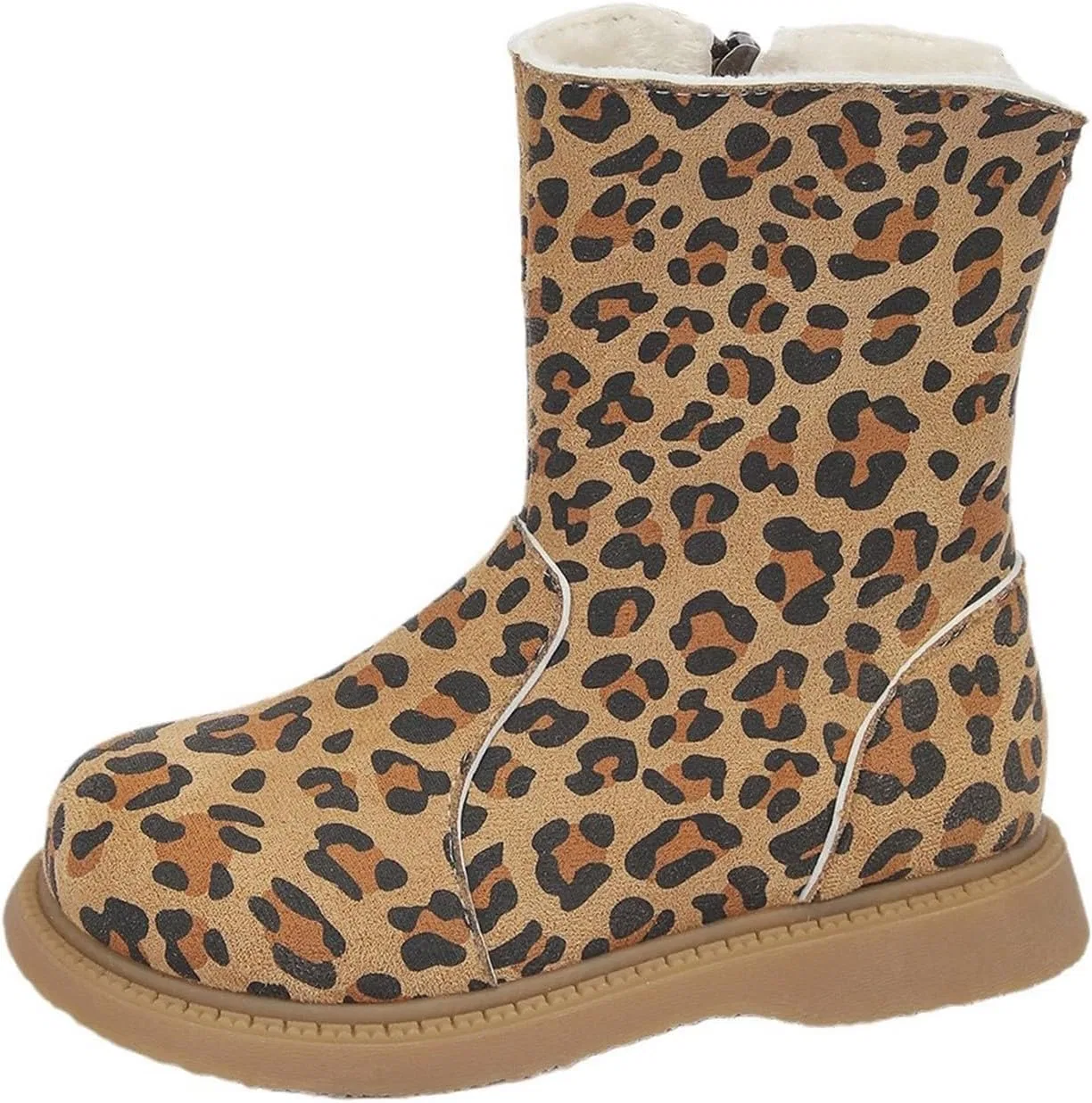 Детские зимние ботинки для девочек с принтом леопарда Snow Leopard Boots, Khaki