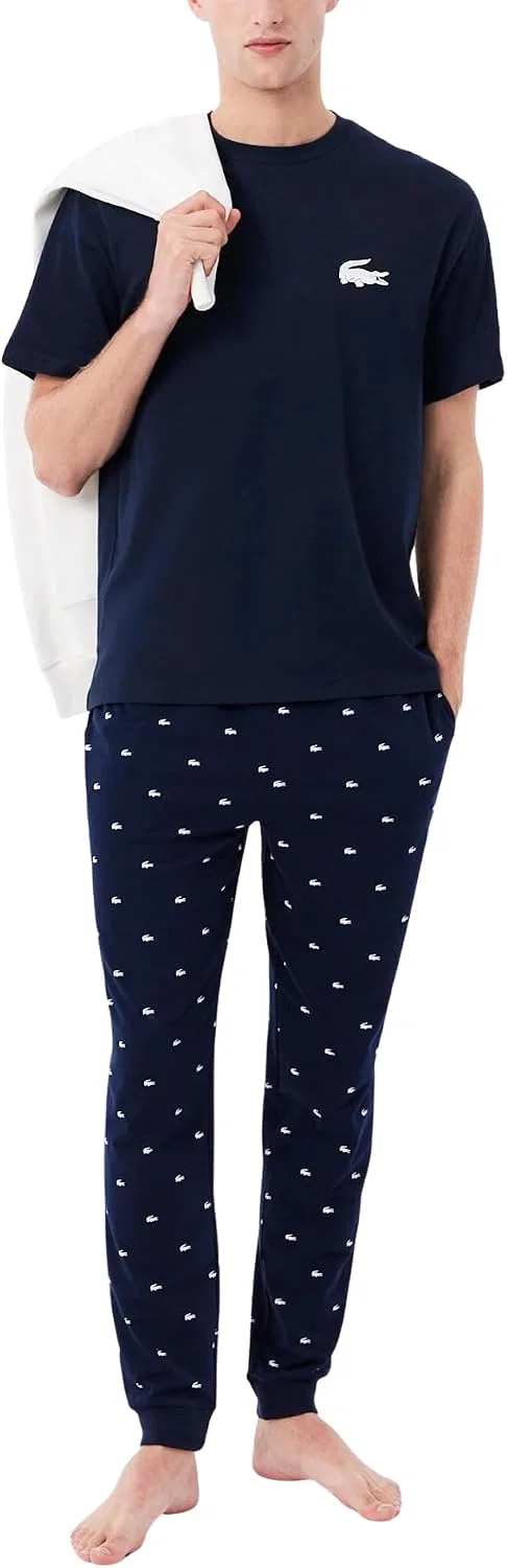 Мужская футболка свободного кроя с крокодилом Lacoste, Navy Blue/White — фото 4