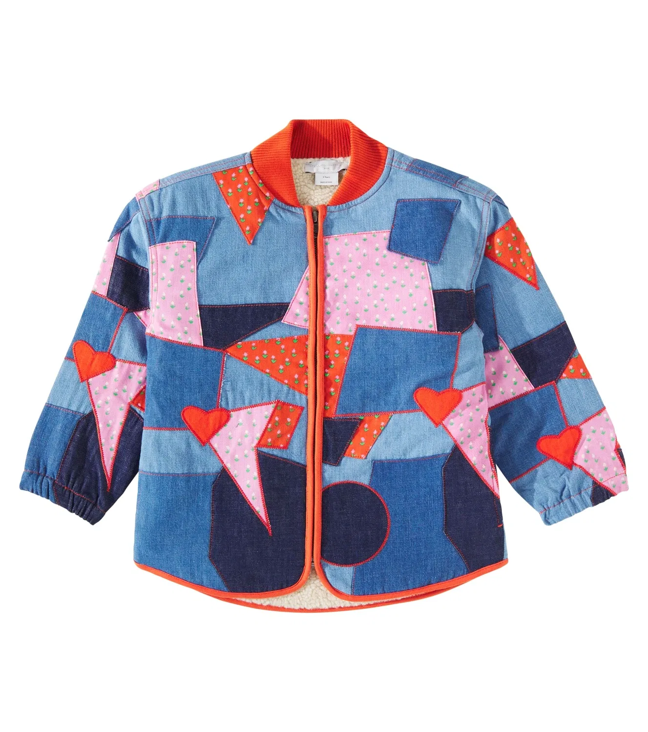 Куртка-бомбер джинсовая пэчворк Stella Mccartney Kids, мультиколор