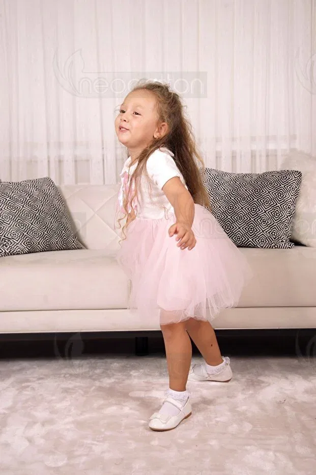 Детское платье для девочек с воротничком Neocotton, Short-Pink — фото 3