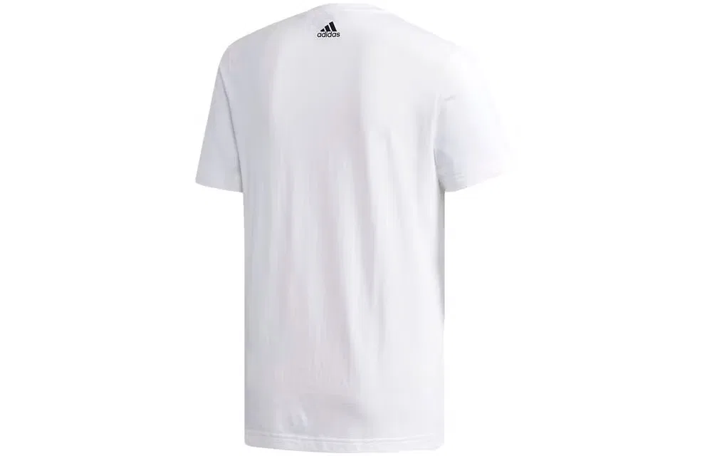 Футболка спортивная с принтом логотипа Adidas, белая — фото 2