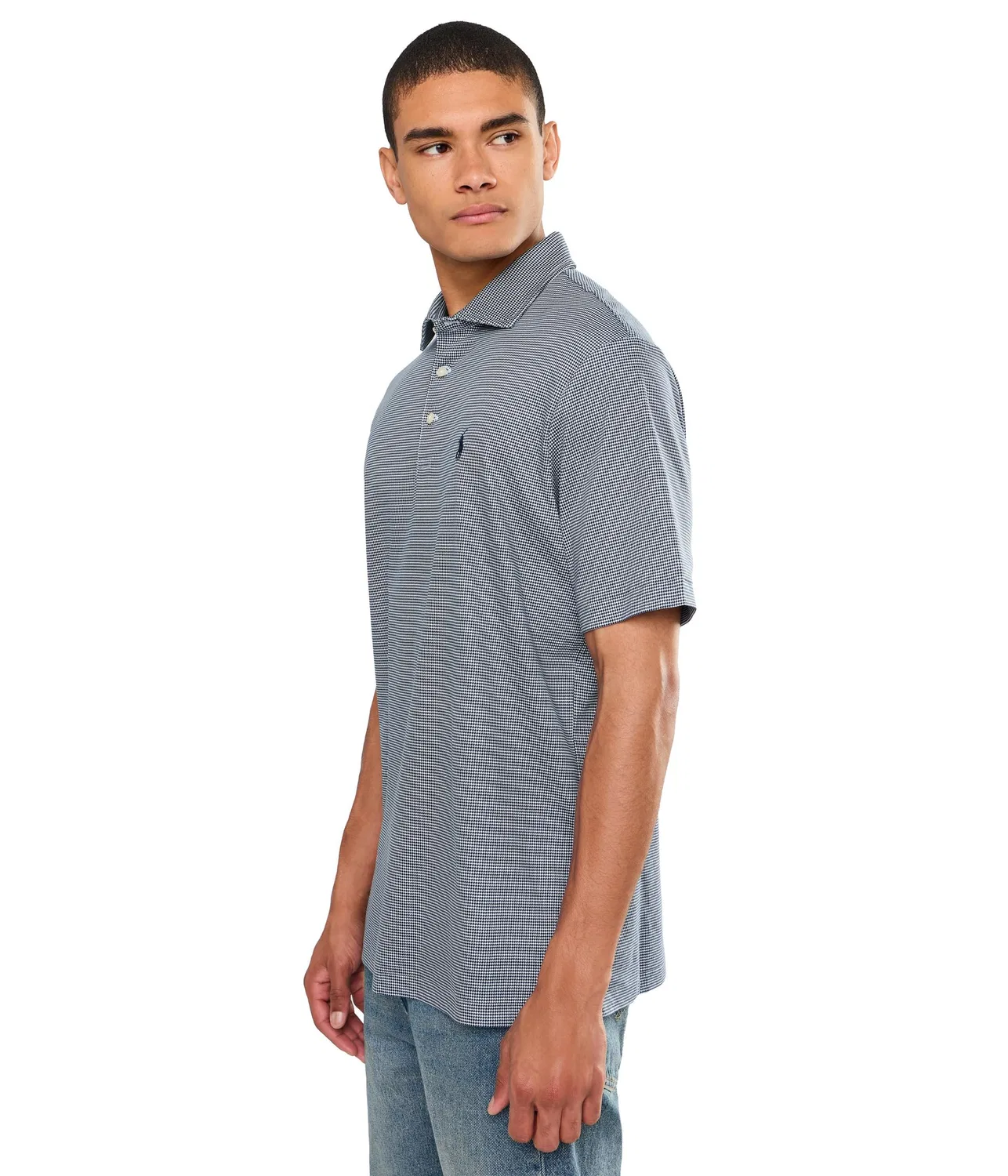 Классическая поло-рубашка из мягкого хлопка Polo Ralph Lauren, Fairway Houndstooth/Newport Navy — фото 3