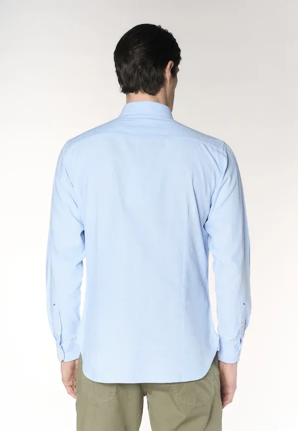 Рубашка из хлопка, модель Camicia da uomo slim fit in oxford pin point con colletto button down, U.S. Polo Assn., синий — фото 3