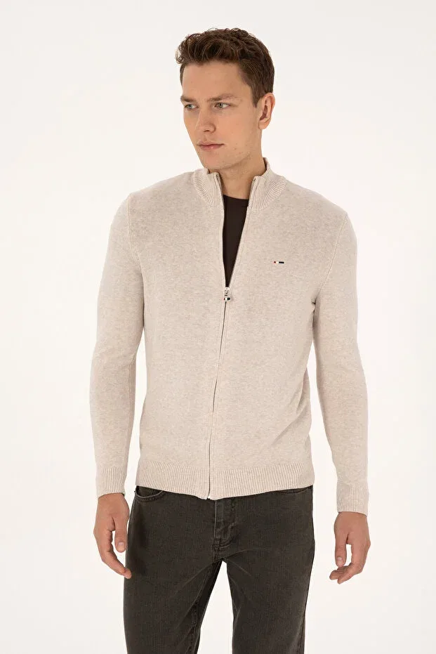 Мужской кардиган с длинным рукавом U.S. Polo Assn., Stone Melange