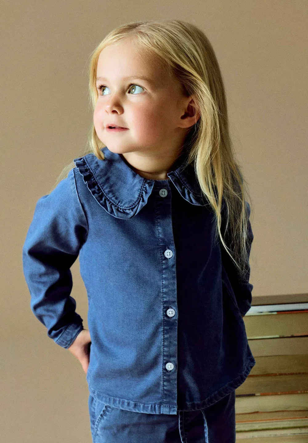 Джинсовая рубашка свободного кроя - блузка на пуговицах Name It, Medium Blue Denim — фото 2