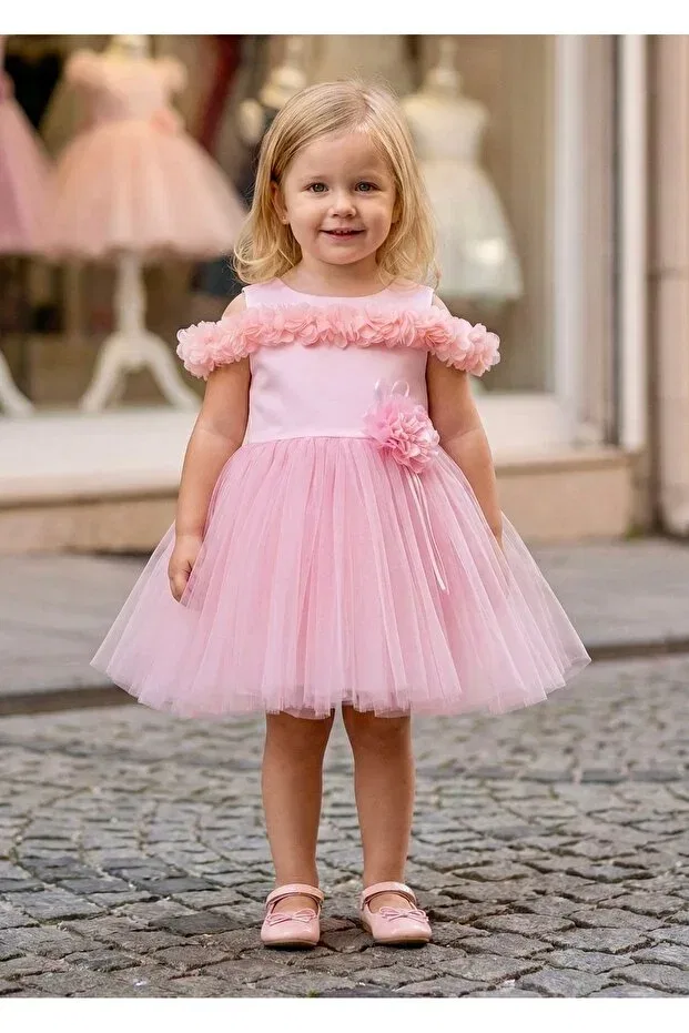 Детское платье для девочек с открытыми плечами Miaras Baby, Pink — фото 3
