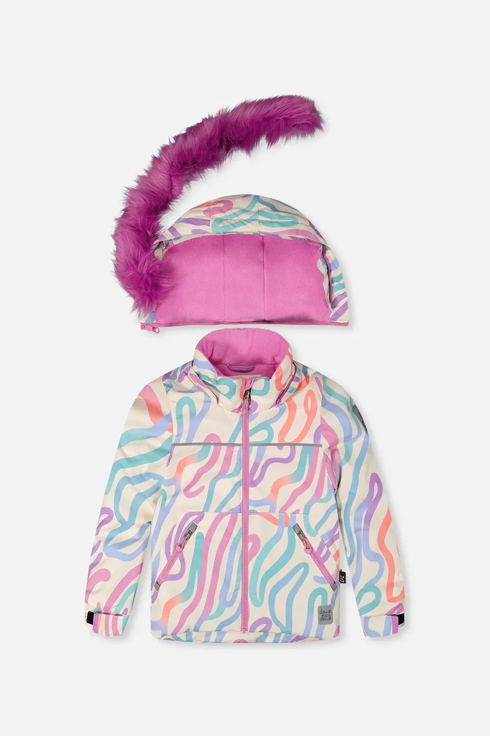 Детский комбинезон для девочек зимний утепленный комплект Discover Deux par Deux, Multicolored Line Print — фото 2
