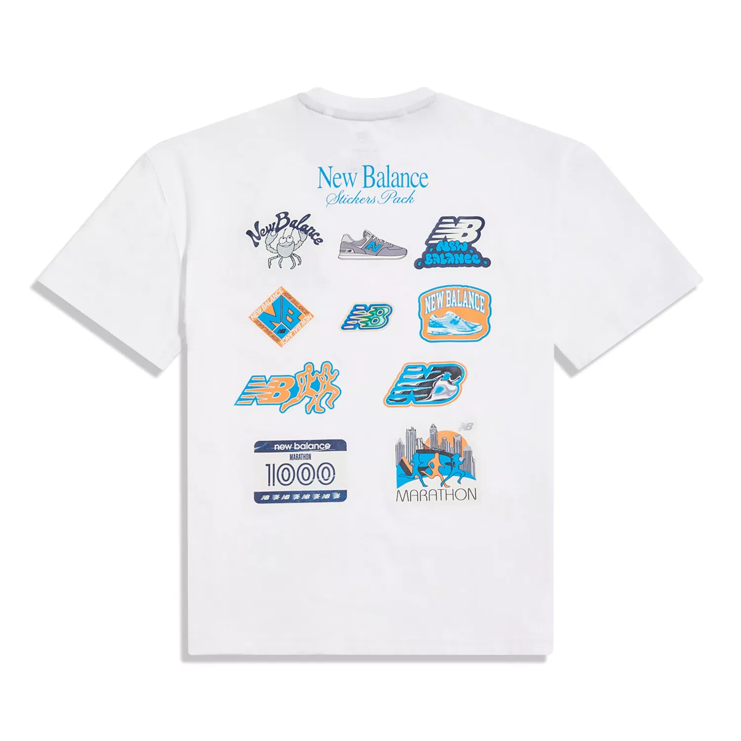 Детская футболка с принтом Sticker Pack Logo New Balance, Bright White — фото 2