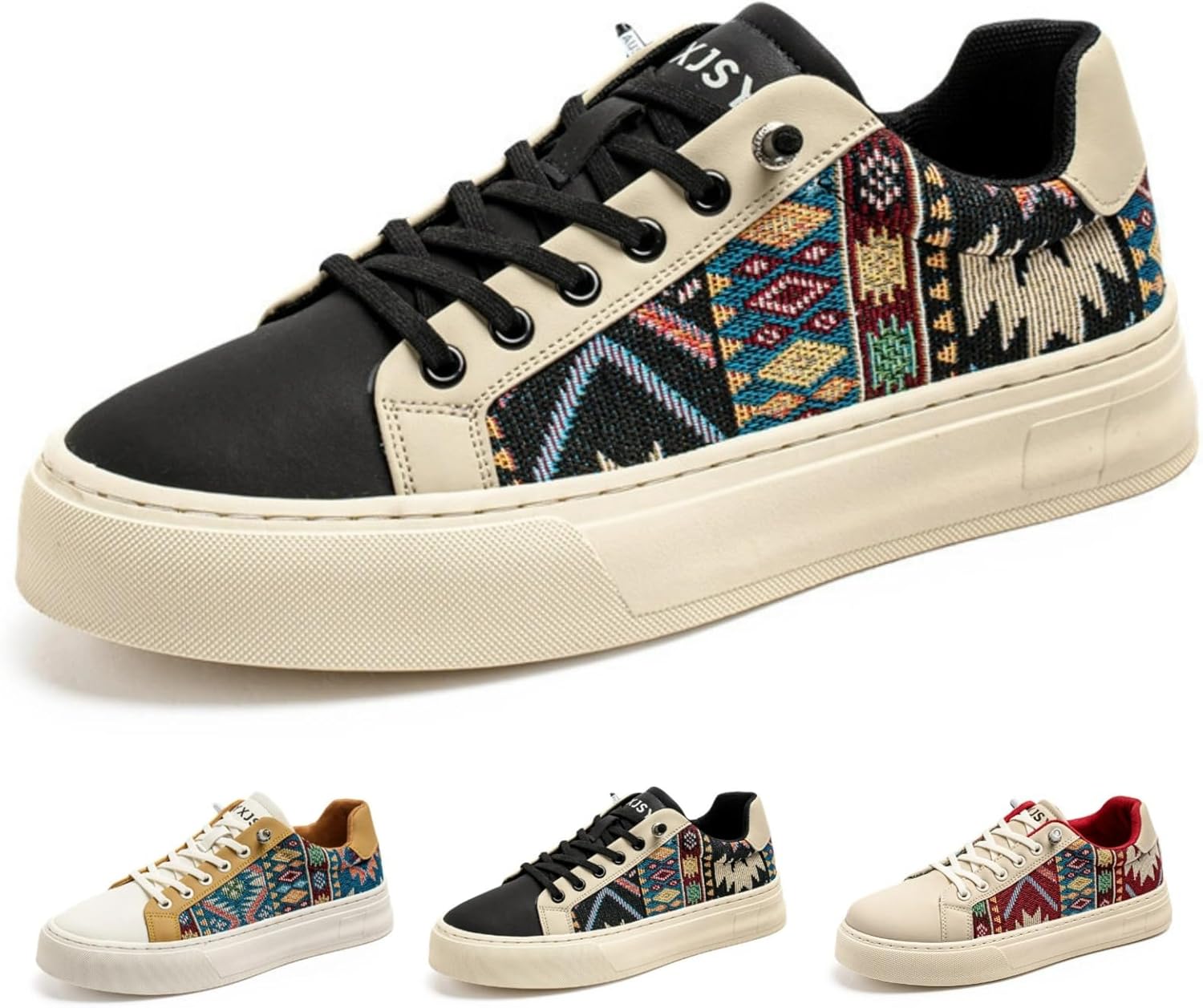 

Мужские модные кеды из холста с цветочным принтом, низкие, дышащие, легкие, для повседневной ходьбы и скейтбординга Macefil, черный/бежевый