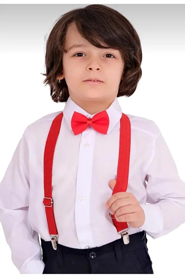 Детский комплект рубашки и галстука-бабочки для мальчиков Show And Special Day Shirt Bow Tie Set Generic Brands, White-Red — фото 4