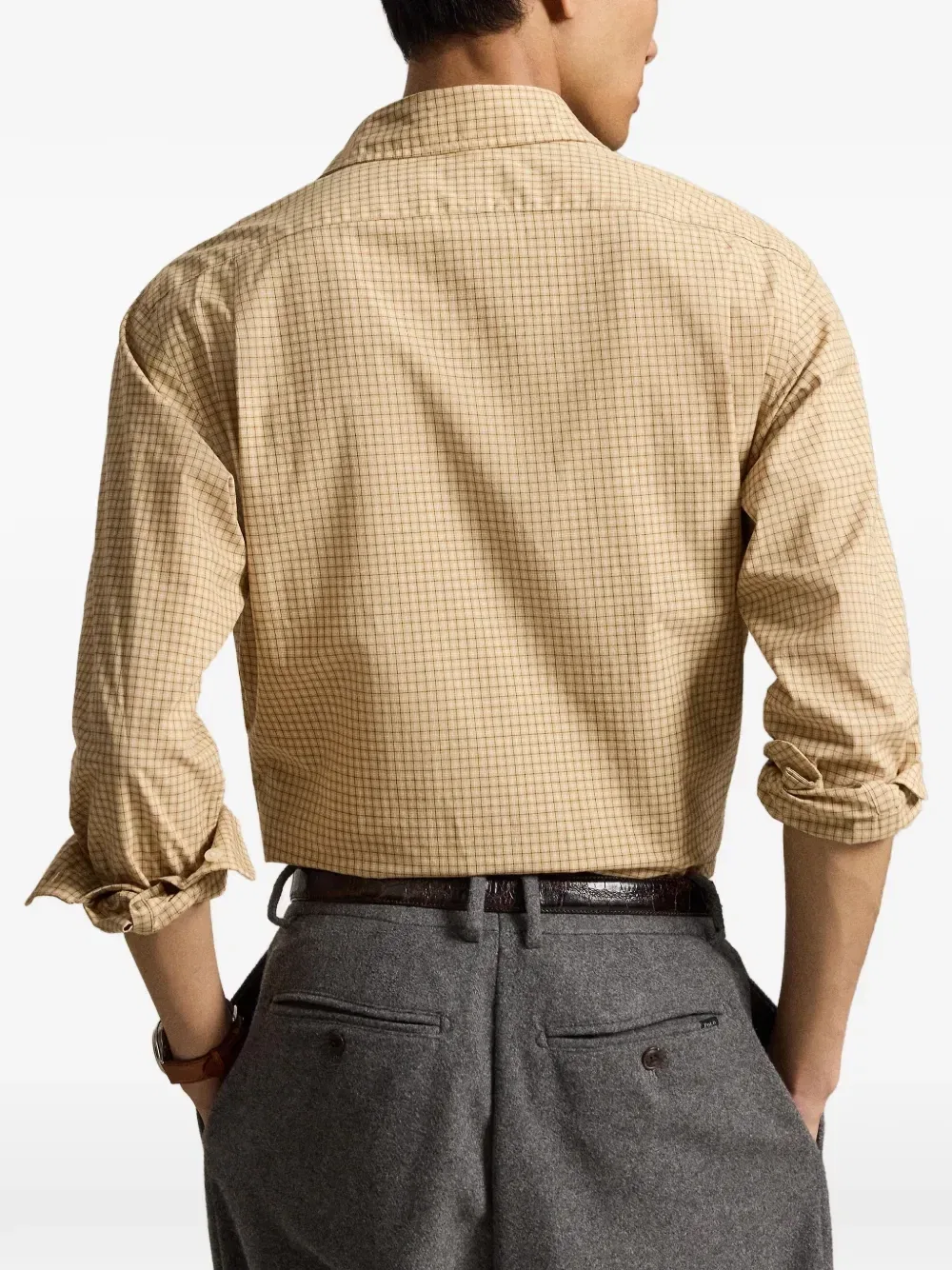 Рубашка из поплина в клетку фасона Custom-fit POLO RALPH LAUREN, бежевый — фото 4