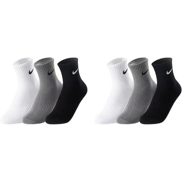 Детский комплект носков 3 пары с принтом Nike, White/Stone Peak Gray/Black