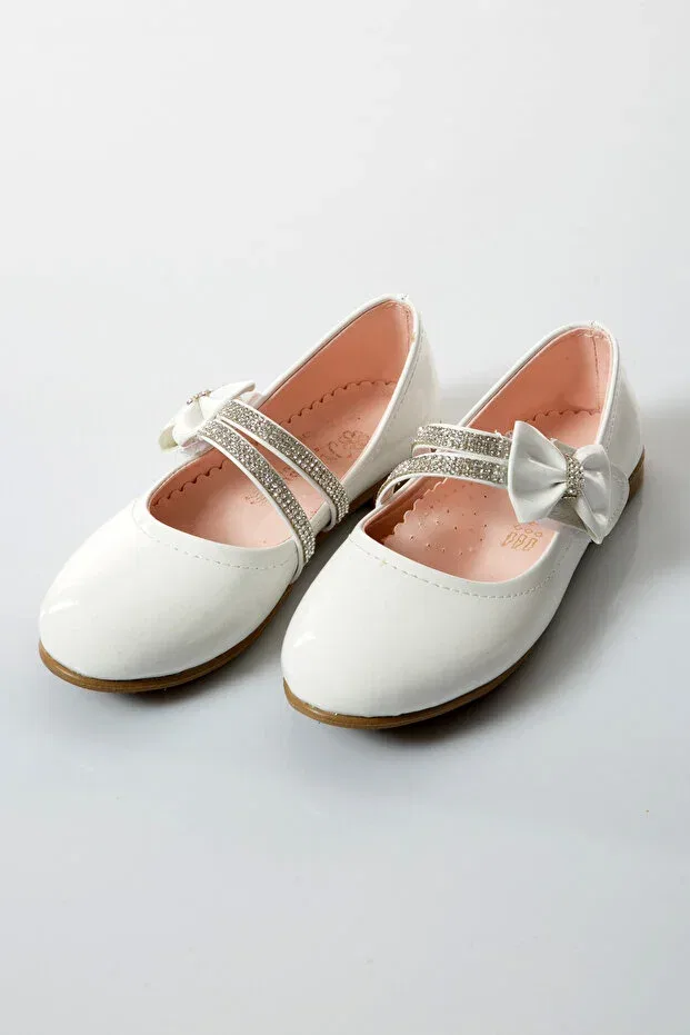 Детские балетки для девочек лакированные Babet Shoes Time, White — фото 2