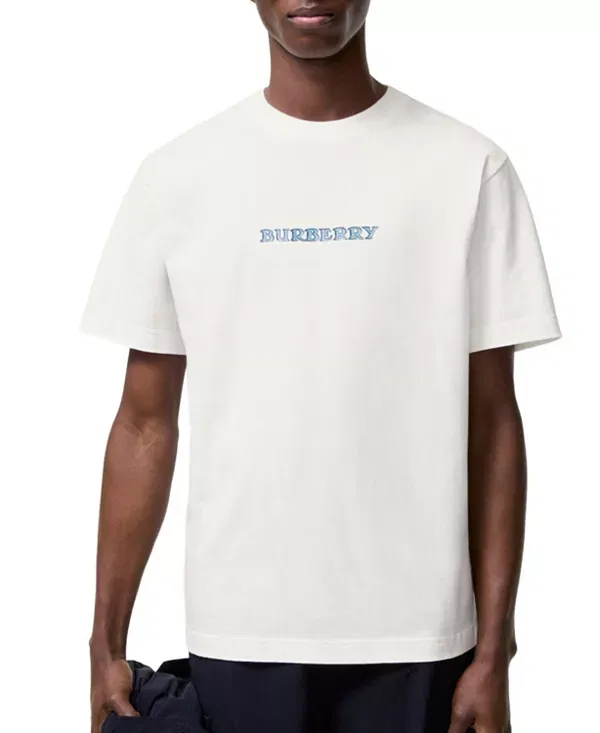 Мужская футболка с принтом Heritage Logo Cotton T‑Shirt Burberry, Chalk White