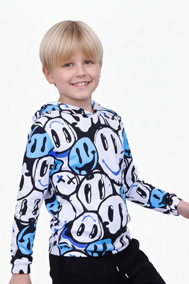 Детская толстовка для мальчиков с принтом Fyk Kids, Blue — фото 4