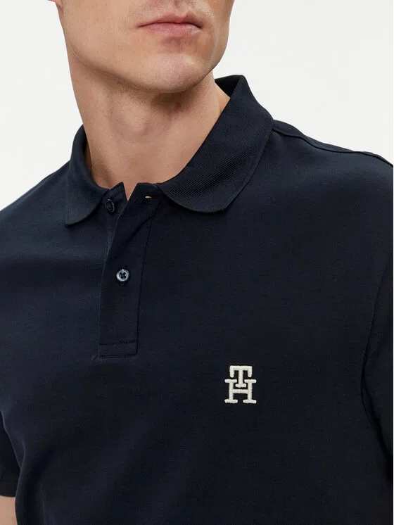 Поло regular fit Interlock Tommy Hilfiger, темно-синий — фото 4