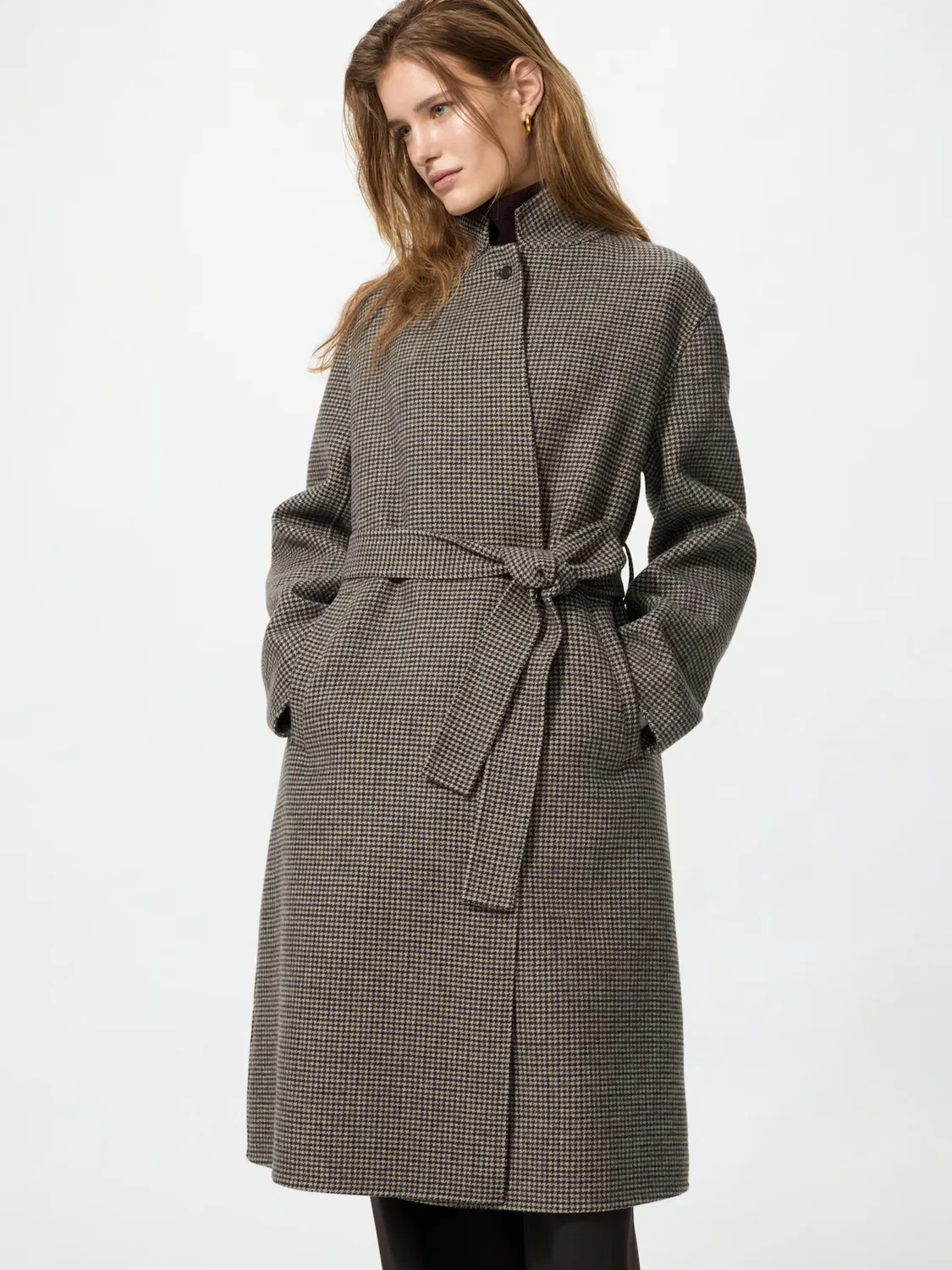 Пальто Uniqlo, свободное длинное двустороннее, коричневый — фото 3