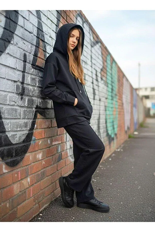 Детский для девочек спортивный костюм хлопковый Pantulux, Black