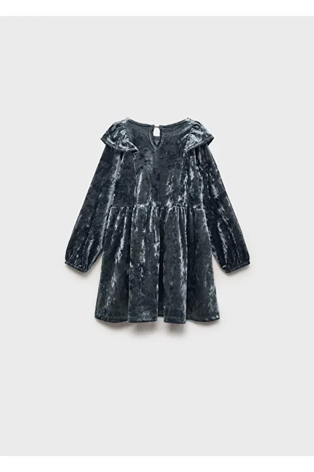 Детское платье для девочек с длинным рукавом Mango Baby, Blue — фото 4