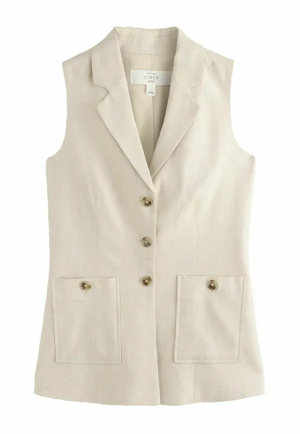 Жилет из льна и вискозы Waistcoat Next Neutral, нейтральный