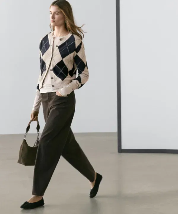 Широкие брюки из хлопка, Massimo Dutti, деним — фото 4