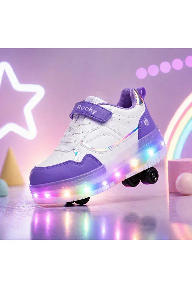 Детские кроссовки-ролики на колесах с подсветкой Buruni, Glow More — фото 3