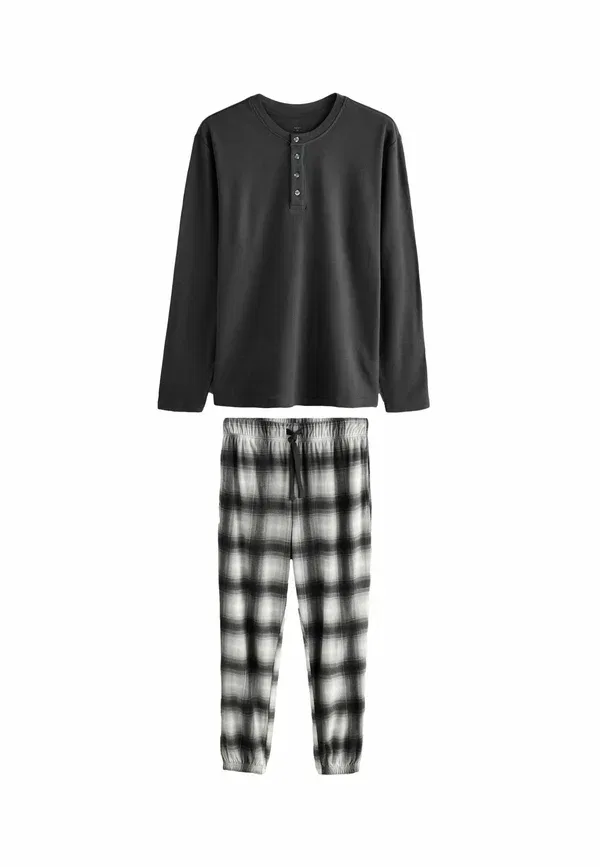 Пижамный комплект с хлопком Regular Fit Motionflex Cosy Long Sleeve Set Next Slate Grey Check, голубой