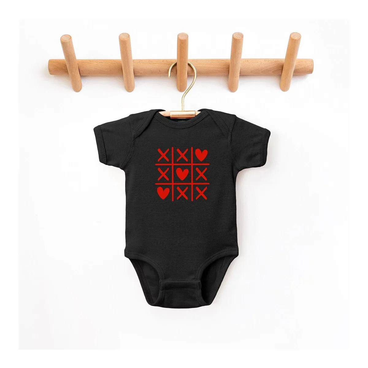 Детский боди с коротким рукавом Tic Tac Heart The Juniper Shop, Black