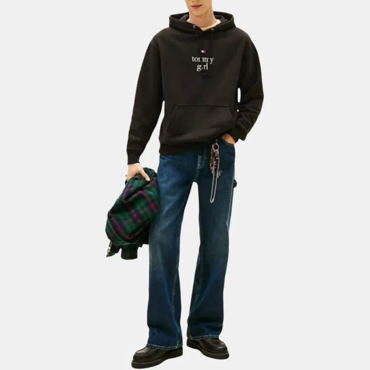 Детский свитшот с принтом Tommy Hilfiger, Black — фото 3