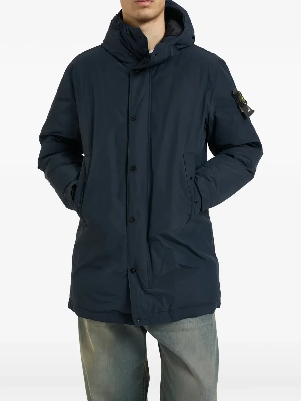 Куртка с капюшоном с нашивкой компаса Stone Island, синий