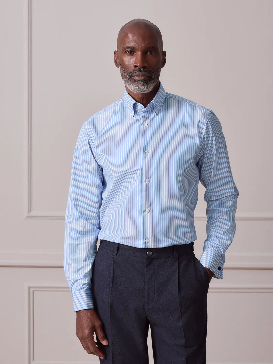 Рубашка с полосками, Slim Fit, Signature Cotton Next, Сине-фиолетовый