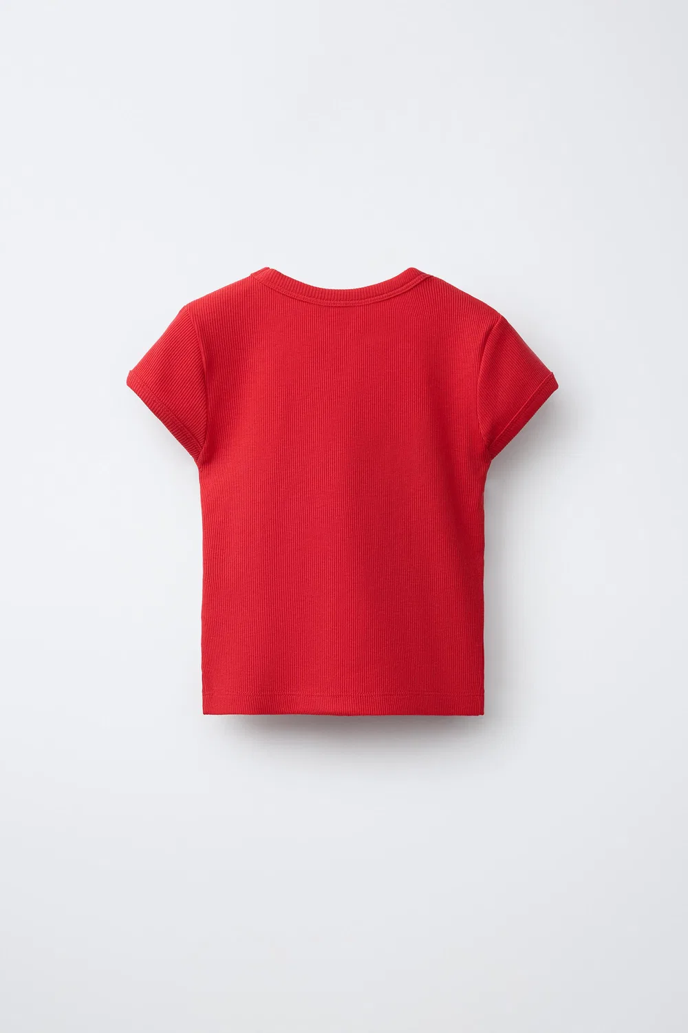 Футболка с V-образным вырезом и ребристой отделкой ZARA, Red — фото 2