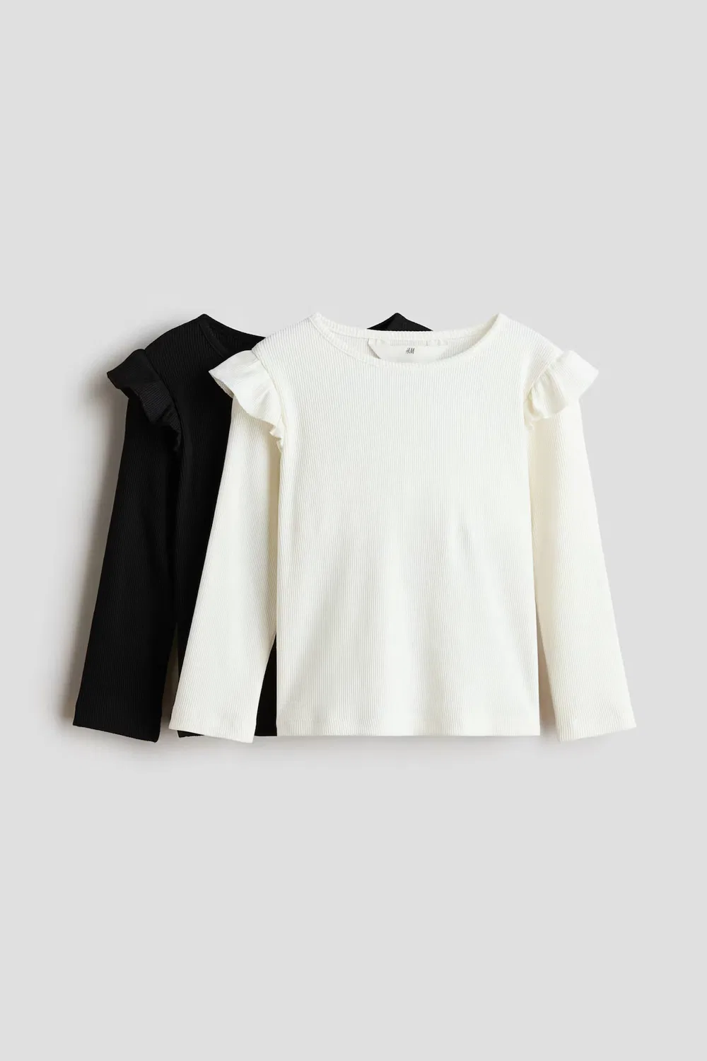 Комплект из двух хлопковых рубашек с оборками H&M, Schwarz/Cremefarben