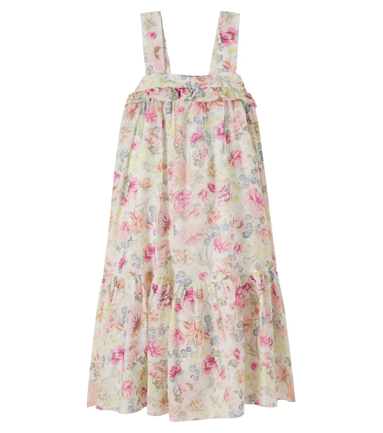 Платье хлопковое с цветочным принтом Chloé Kids, белый