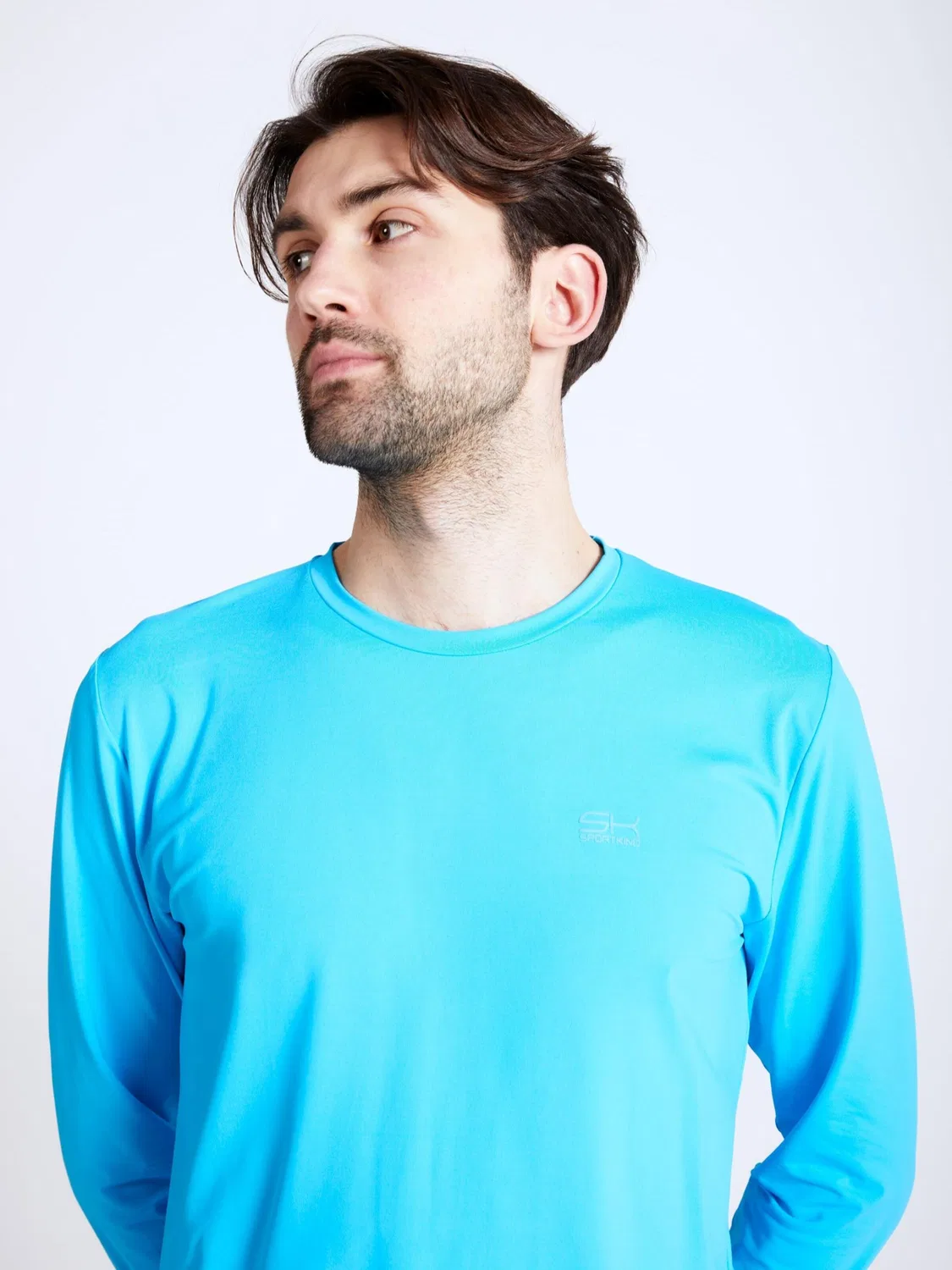 Спортивная футболка Sportkind Performance Shirt с круглым вырезом и длинными рукавами, бирюзового цвета — фото 2