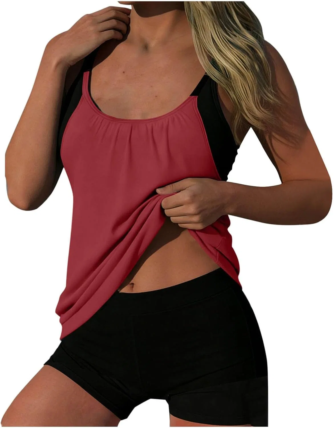 Женский танкини с запа́хом и контролем живота Watermelon Red