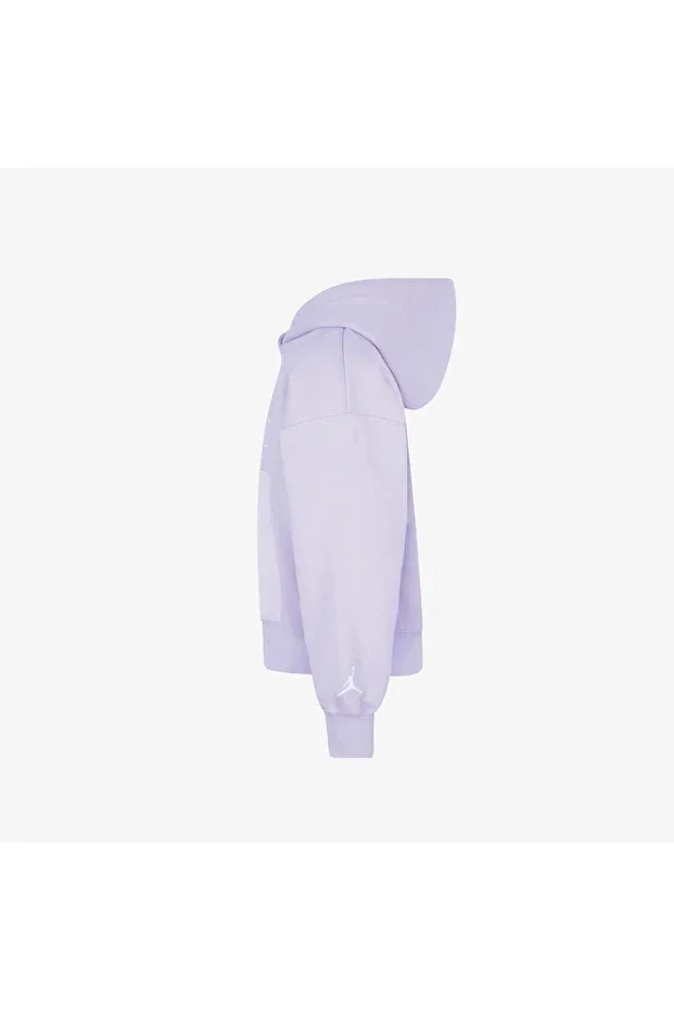 Детское худи для девочек с длинным рукавом Jordan Fundamentals Blocked Kids Nike, Purple — фото 3