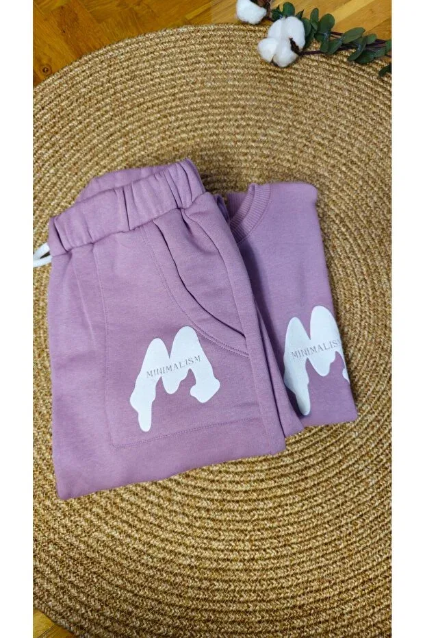 Детский комплект спортивного костюма с графическим принтом Butik, Purple — фото 3