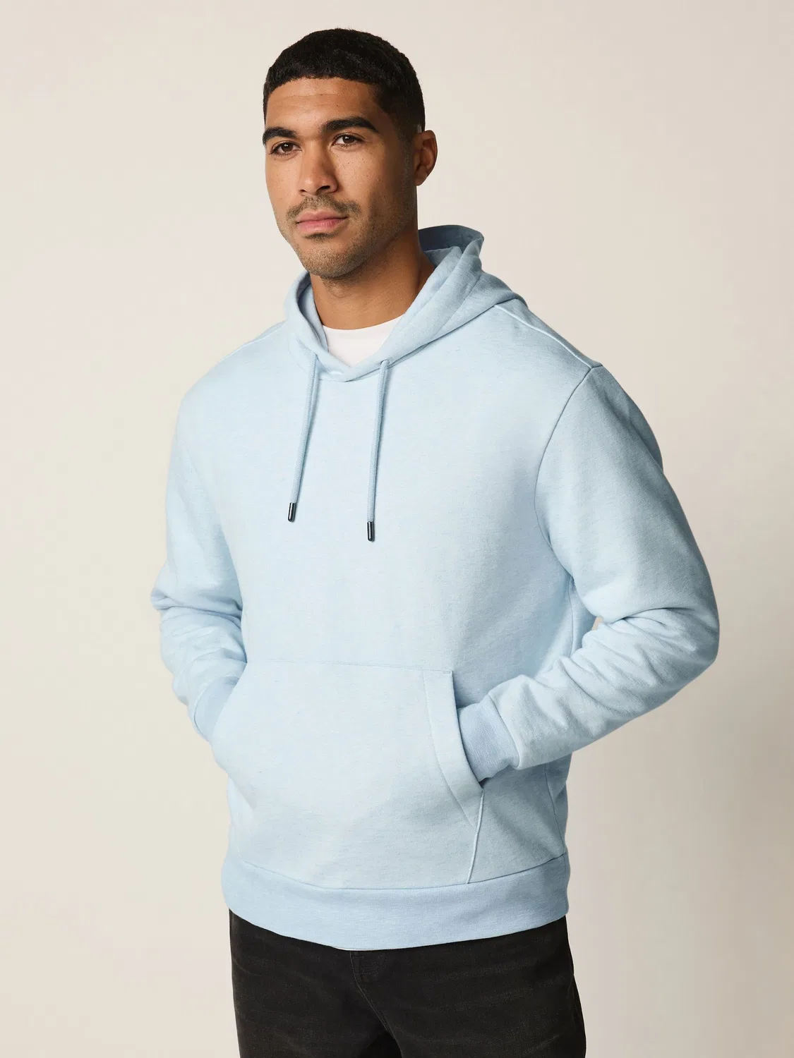 Худи Regular Fit Heavyweight из хлопка Next, Светло-голубой меланж — фото 2