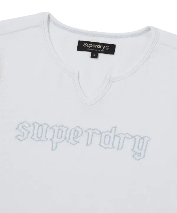 Тип-поло с V-образным вырезом, белый, Superdry — фото 4