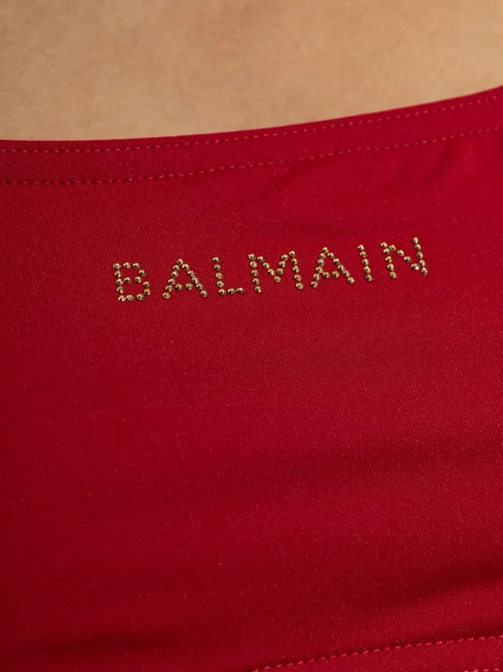 Бикини-халтер с логотипом и украшениями BALMAIN, красный — фото 2