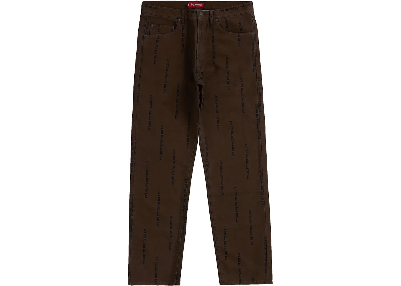 Мужские джинсы с принтом Supreme Logo Stripe Regular Jean, Brown
