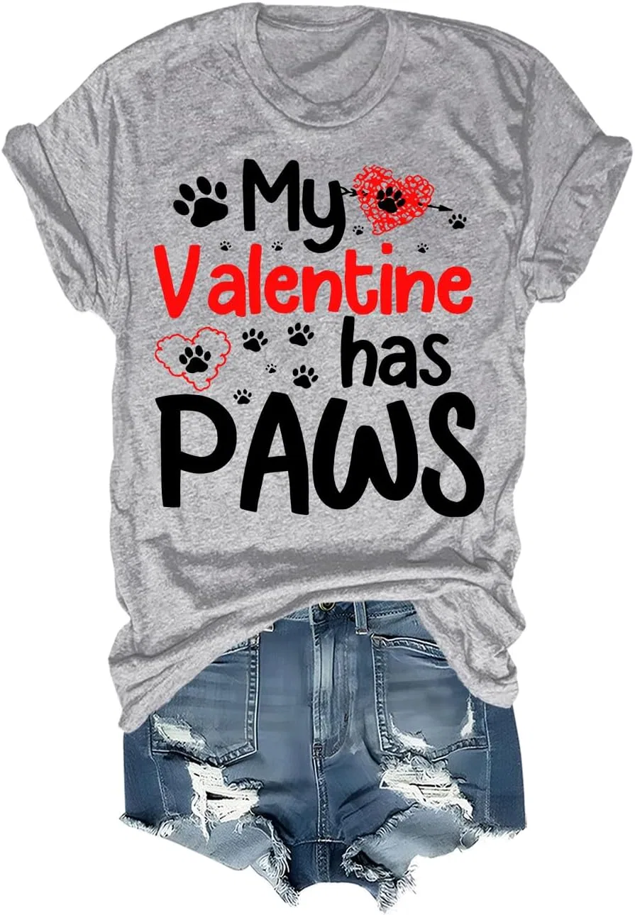 Женская футболка с принтом My Dog is My Valentine, Grey