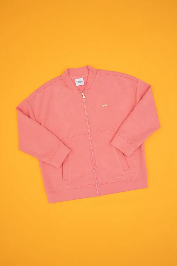 Детский кардиган для девочек с длинным рукавом Neon Pink Zippered Knitted U.S. Polo Assn., Multicolor — фото 3